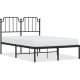 vidaXL Bedframe met hoofdbord metaal zwart 120x200 cm