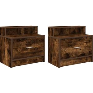 vidaXL Nachtkastjes 2 st met lade 51x31x47 cm gerookt eikenkleurig