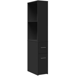 vidaXL - Badkamerkast - Zwart - Bewerkt Hout - Met Wielen