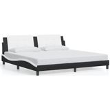 vidaXL Bedframe met hoofdbord kunstleer zwart en wit 200x200 cm