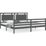 VidaXL Bedframe Massief Hout Grijs 200x200 cm