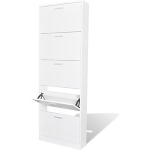 vidaXL - Schoenenkast - hout - met - 5 - opbergvakken - wit