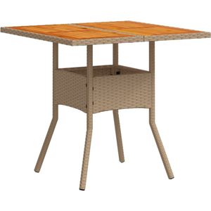 vidaXL Tuintafel 80x80x75 cm poly rattan en acaciahout beige