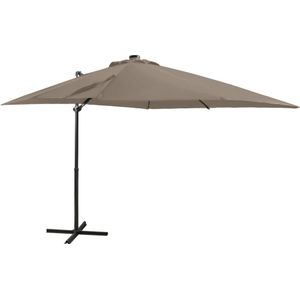 vidaXL Zweefparasol met paal en LED-verlichting 250 cm taupe