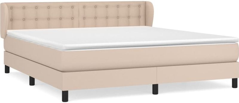 vidaXL Boxspring met matras kunstleer cappuccinokleurig 180x200 cm