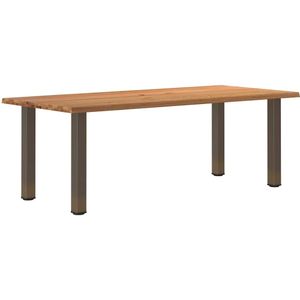 vidaXL - Eettafel - met - natuurlijke - rand - 220x100x74 - cm - massief - eikenhout