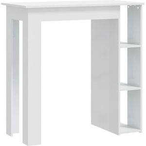 vidaXL Bartafel met schap 102x50x103,5 cm bewerkt hout hoogglans wit