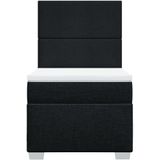 vidaXL - Boxspring - met - matras - stof - zwartx190 - cm