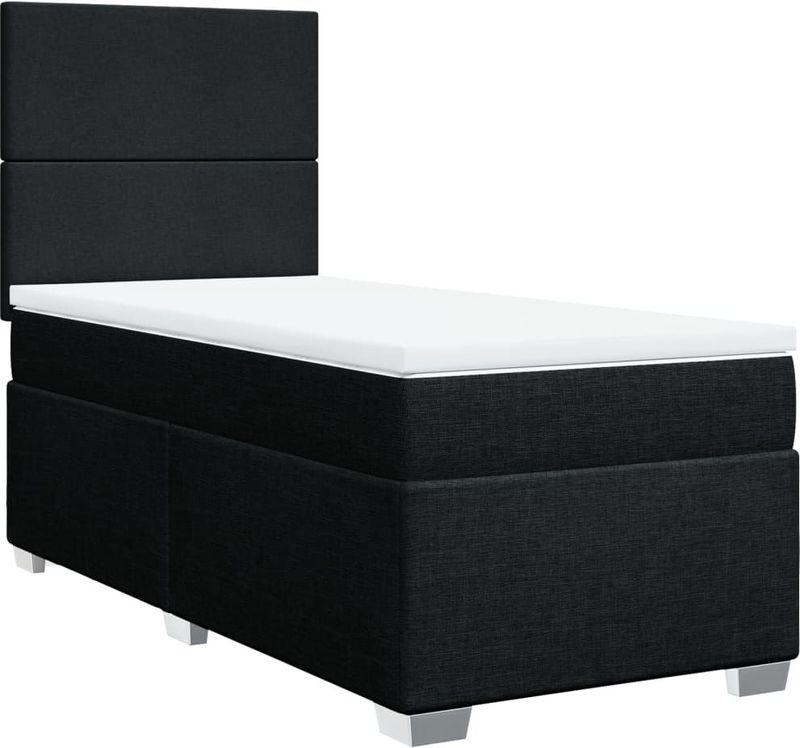 vidaXL - Boxspring - met - matras - stof - zwartx190 - cm