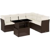 vidaXL 7-delige Loungeset met kussens poly rattan bruin