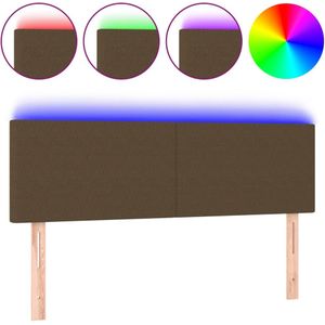 vidaXL Hoofdbord LED 144x5x78/88 cm stof donkerbruin