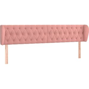 vidaXL Hoofdbord met randen 183x23x78/88 cm fluweel roze