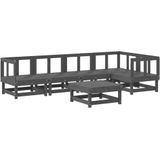 vidaXL - 6-delige - Loungeset - massief - grenenhout - grijs