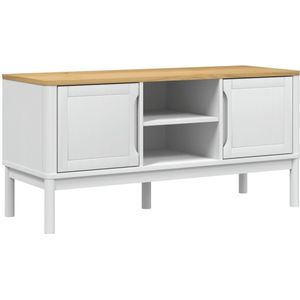 vidaXL Tv-meubel FLORO 114x43x55 cm massief grenenhout wit