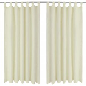 vidaXL-Micro-Satijnen-Gordijnen-met-Ringen-140-x-225-cm-2-stuks-(Creme)