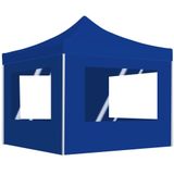 vidaXL Partytent inklapbaar met wanden 2x2 m aluminium blauw