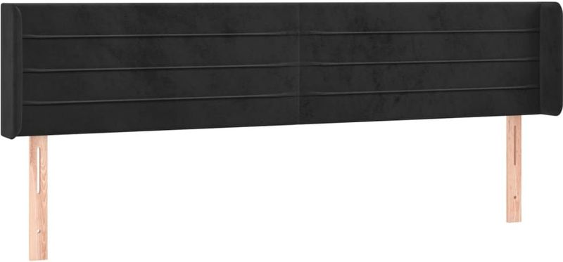 vidaXL Hoofdbord met randen 203x16x78/88 cm fluweel zwart