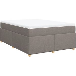 vidaXL Boxspring met matras stof taupe 160x200 cm