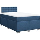 vidaXL Boxspring met matras stof blauw 120x200 cm