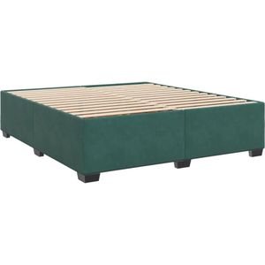 vidaXL Bedframe zonder matras 200x200 cm fluweel donkergroen