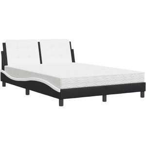 vidaXL Bed met matras kunstleer zwart en wit 140x200 cm