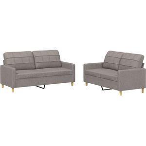 vidaXL 2-delige Loungeset met kussens stof taupe