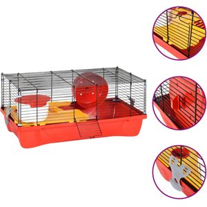 vidaXL Hamsterkooi 58x32x36 cm polypropeen en metaal rood