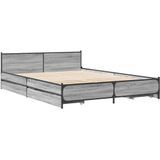 vidaXL Bedframe met lades bewerkt hout grijs sonoma eiken 120x200 cm