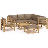 VidaXL 8-delige Loungeset met Kussens - Bamboe Taupe