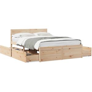 vidaXL Bedframe zonder matras massief grenenhout 140x190 cm