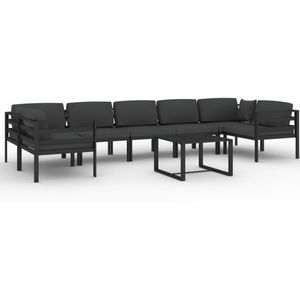 vidaXL 8-delige Loungeset met kussens aluminium antracietkleurig