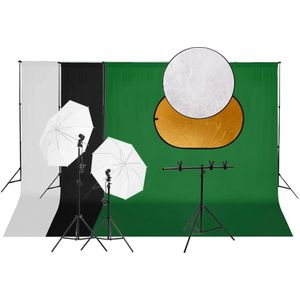 vidaXL Fotostudioset met verlichtingsset achtergrond en reflector