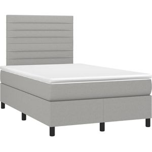 vidaXL Boxspring met matras stof lichtgrijs 120x190 cm