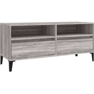 VidaXL Tv-meubel 100x34,5x44,5 cm - Bewerkt Hout - Grijs Sonoma Eikenkleur