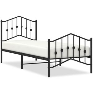 vidaXL Bedframe met hoofd- en voeteneinde metaal zwart 90x190 cm