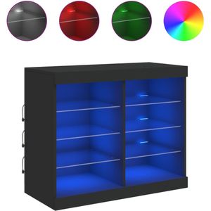 vidaXL Dressoir met LED-verlichting 81x37x67 cm zwart