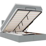 vidaXL - Bed - met - matrasx190 - cm - stof - lichtgrijs