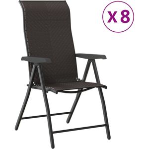 vidaXL Tuinstoelen 8 st inklapbaar poly rattan zwarte koffiekleur