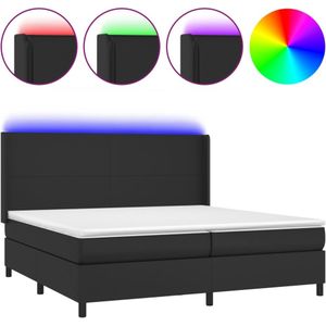 vidaXL Boxspring met matras en LED kunstleer zwart 200x200 cm