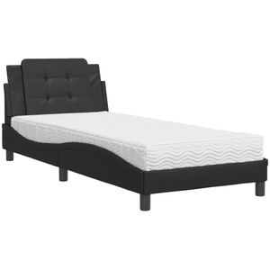 vidaXL Bed met matras kunstleer zwart 90x200 cm