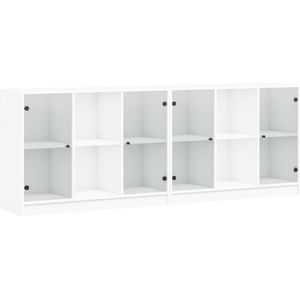 vidaXL Boekenkast met deuren 204x37x75 cm bewerkt hout wit