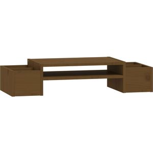 vidaXL Monitorstandaard 70x27,5x15 cm massief grenenhout honingbruin