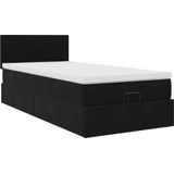 vidaXL - Ottoman - bed - met - matrasx190cm - fluweel - zwart