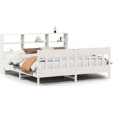 vidaXL Bedframe zonder matras massief grenenhout wit 200x200 cm