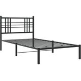 vidaXL Bedframe met hoofdbord metaal zwart 100x190 cm