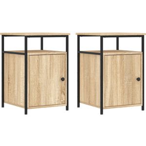 VidaXL Nachtkastjes 2 st 40x42x60 cm - Bewerkt Hout - Sonoma Eikenkleurig