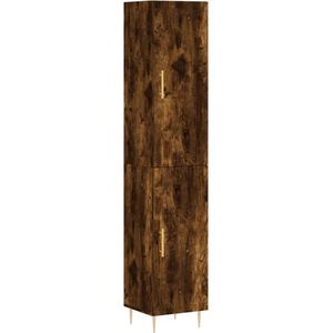vidaXL Hoge kast 34,5x34x180 cm bewerkt hout gerookt eikenkleurig