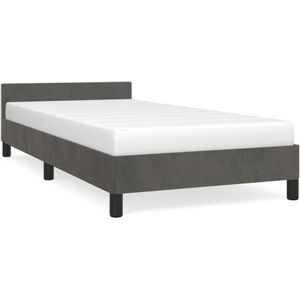 vidaXL Bedframe met hoofdeinde fluweel donkergrijs 90x200 cm