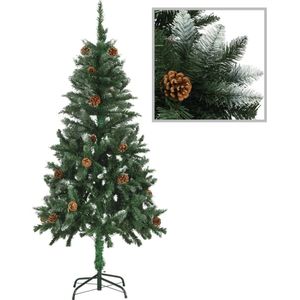 vidaXL Kunstkerstboom met dennenappels en wit glitter 150 cm