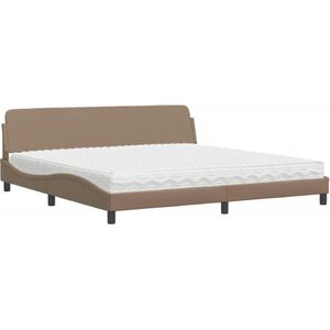 vidaXL Bed met matras kunstleer cappuccinokleurig 200x200 cm